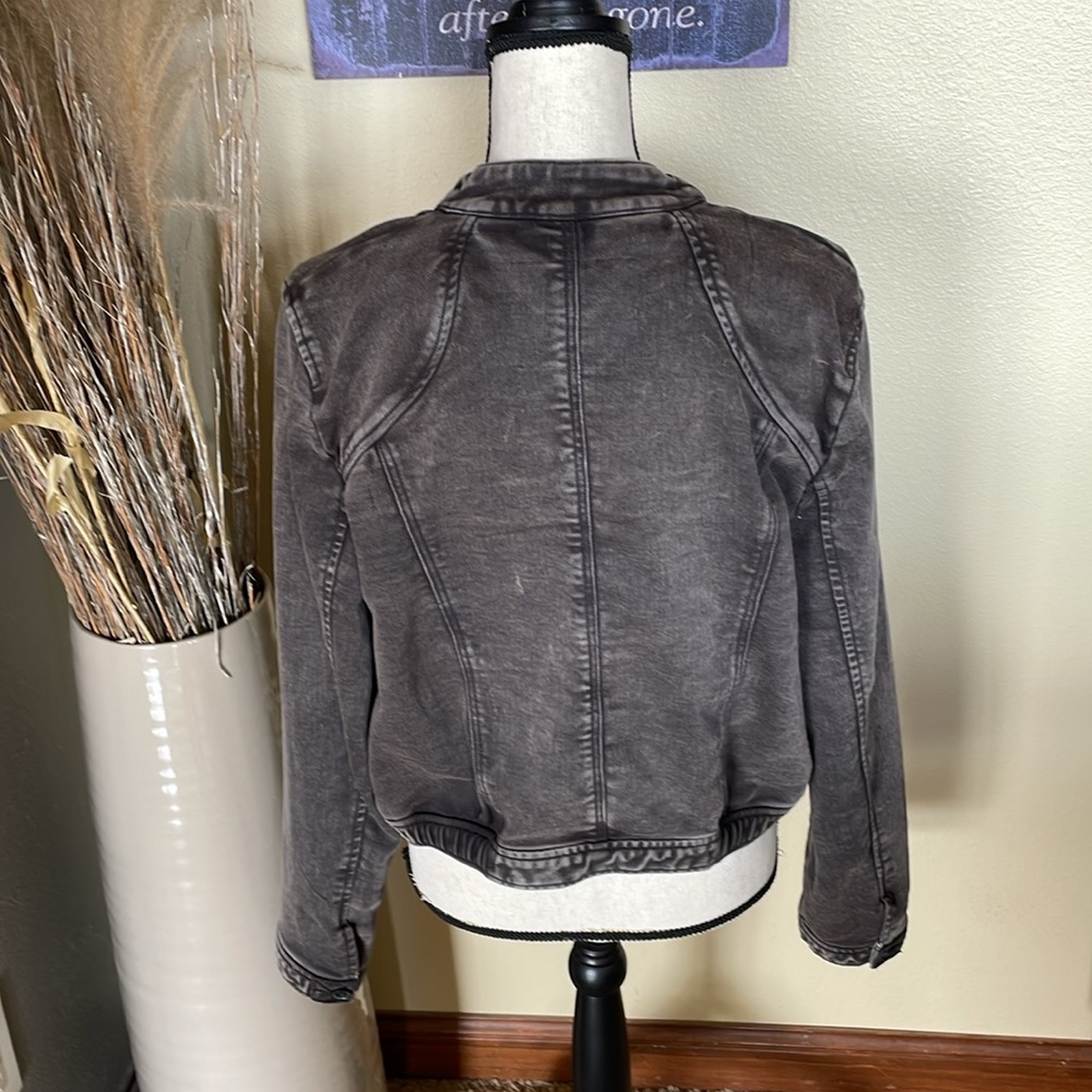 Anthropologie bibiana bomber Black Denim Jacket Size Medium - Picture 10 of 14